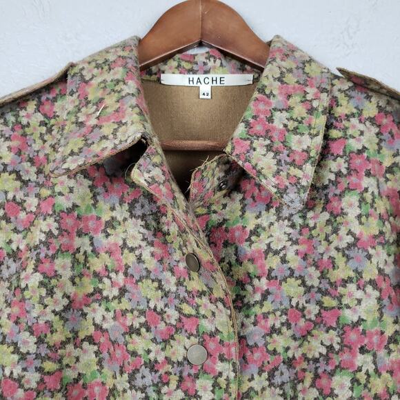 HACHE Floral Print Cashmere Wool Jacket - 42 - Picture 2 of 7